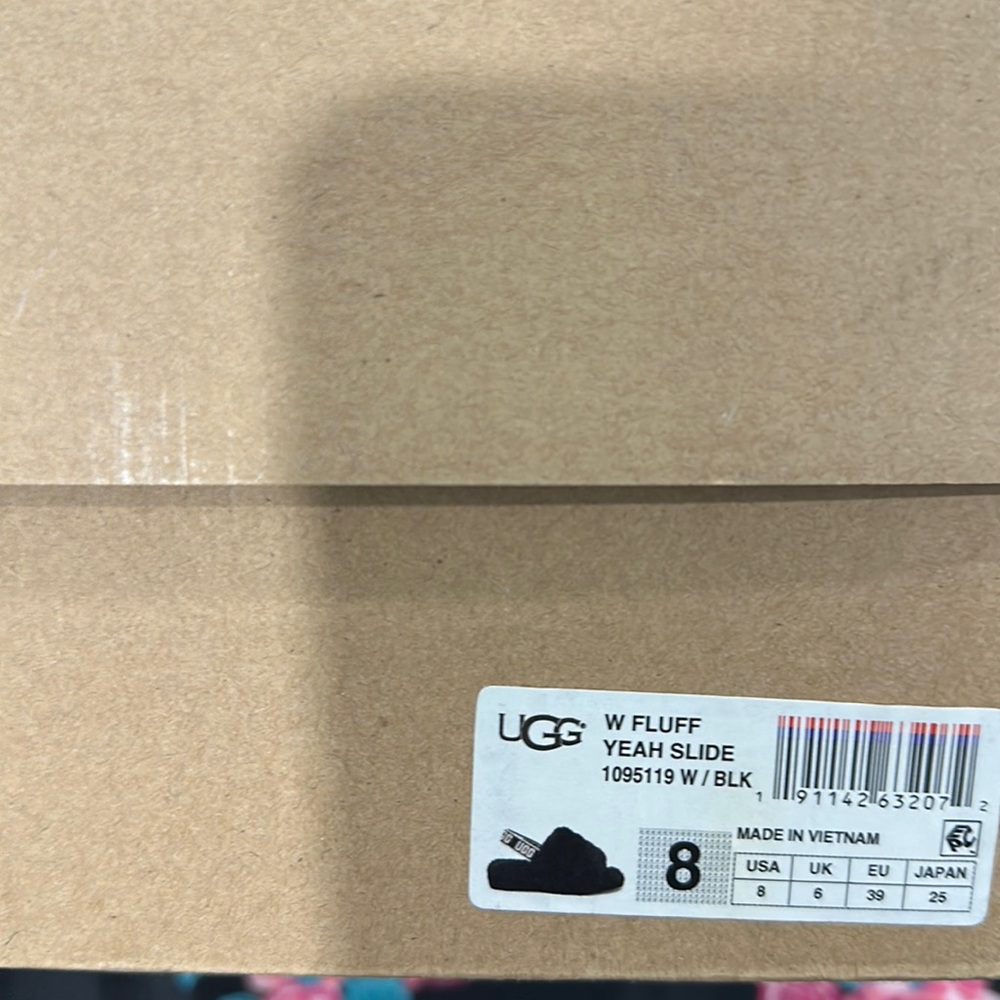 Black UGG sandals slightly worn. Very good condition.